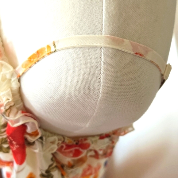 🏷️Georgette Ivory Floral Adjustable Strap Ruffle Maxi Dress Size Flowy 2X - Picture 8 of 12